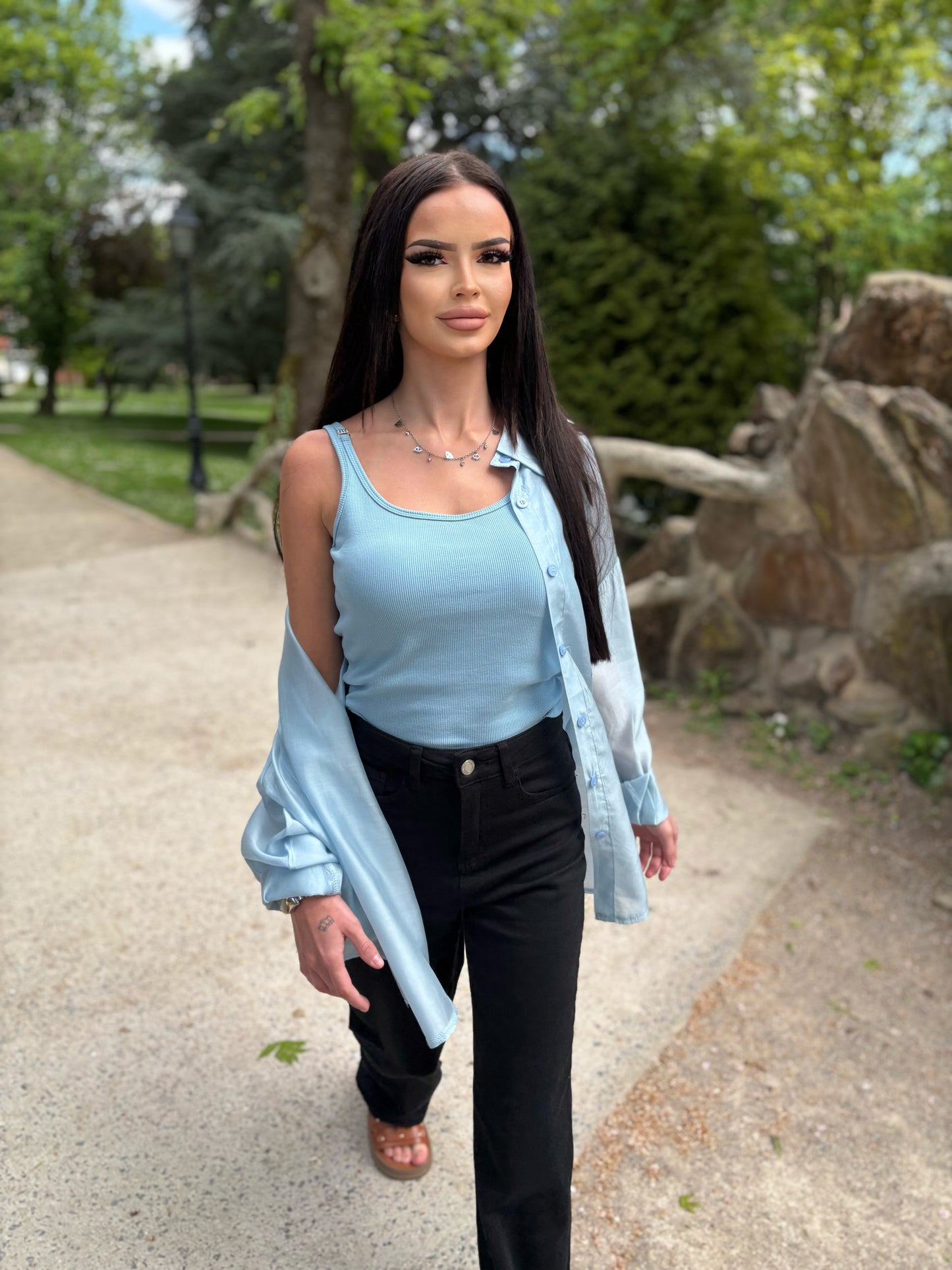 Chemise Fluide Bleue Oversize