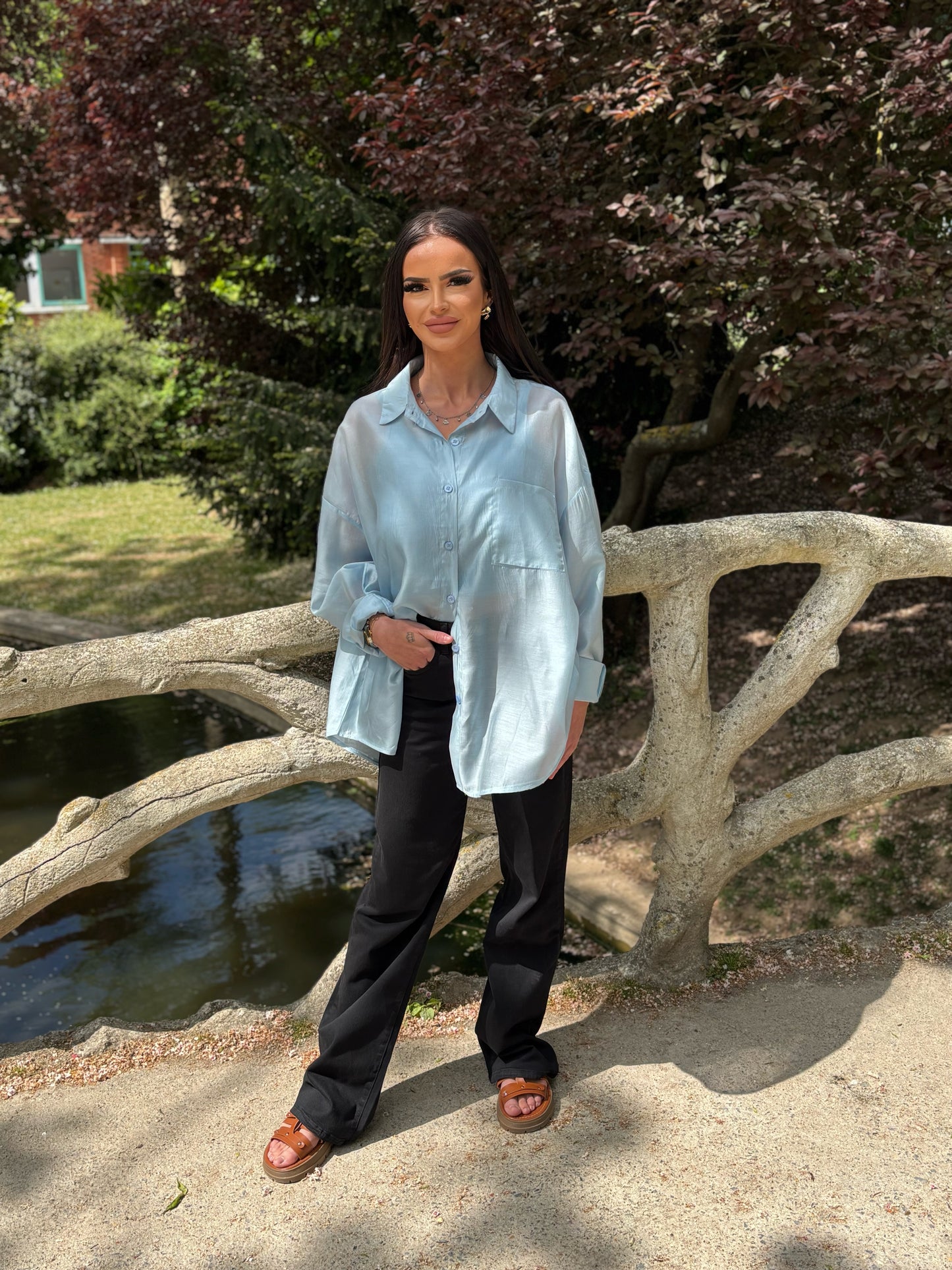Chemise Fluide Bleue Oversize