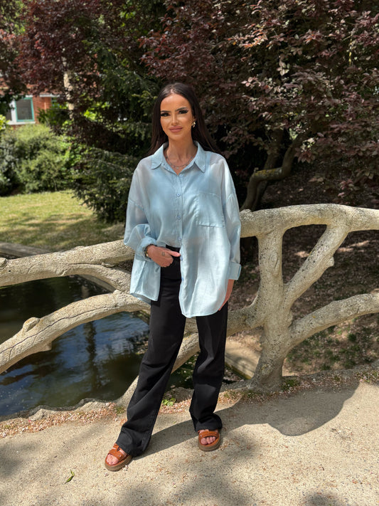 Chemise Fluide Bleue Oversize